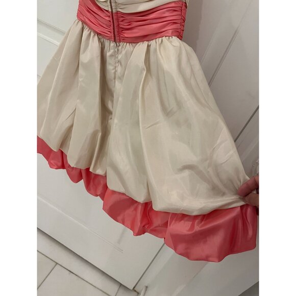 Betsey Johnson Evening Pink Ivory lace Cupcake Mini Dress Size 2 Strapless  EUC - Picture 9 of 11